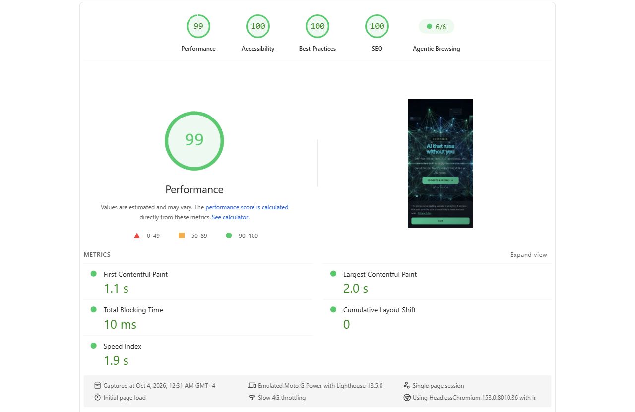 Report capture from Google PageSpeed Insights, Mobile mode